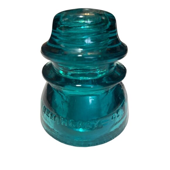 Vintage Set of 2 Hemingray 42 Aqua Blue Glass Insulator USA Primitive - Picture 2 of 10